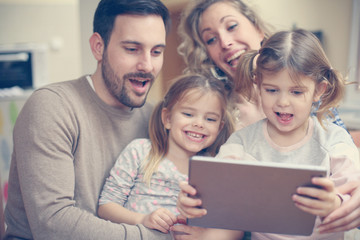 Happy family enjoy at home.