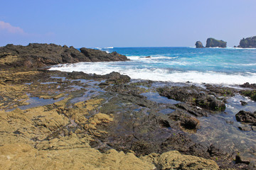 Siung beach location in gunungkidul, yogyakarta, indonesia