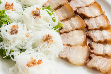 Grilled pork with noodle or Banh hoi (Vietnamese food)