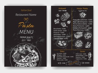Vector illustration sketch - pasta. Card menu italian restaurant. Banner italan food.
