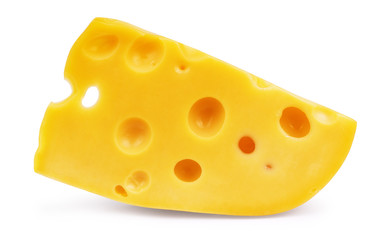 Piece of cheese isolated on white