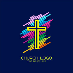 Church logo. Christian symbols. Cross of the Savior Jesus Christ