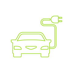 Green electric car charging point icon vector