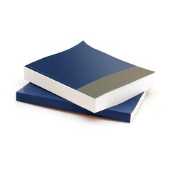 Stack of books on white background