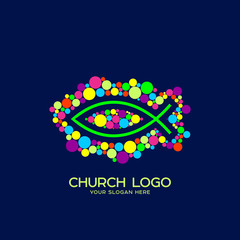 Church logo. Christian symbols. Fish - the symbol of Jesus Christ