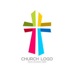 Church logo. Christian symbols. Cross of the Savior Jesus Christ