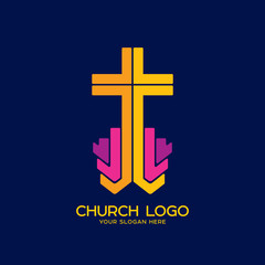 Obraz premium Church logo. Christian symbols. Cross of the Savior Jesus Christ