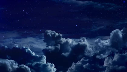 Poster de jardin Nature beautiful starry night sky with large clouds