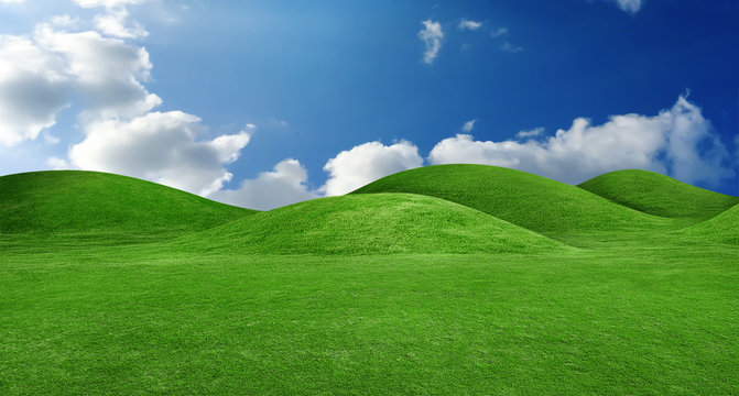 panorama of green hills landscape