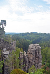 Sandstone cliffs rock city Prachov Rocks, protected nature reserve in the Czech Republic