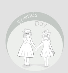 Friends day fun pastime with loved reliable friend. Vector web banner about friendship in cartoon style.