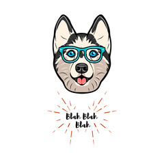 cute husky dog in a geek glasses illustration isolated on white © khabarushka