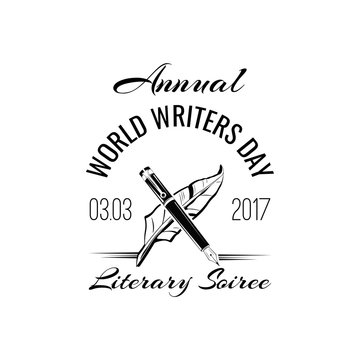 World writer's day badge. Vector illustration isolated on white