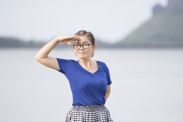 portrait face of asian woman confident acting on location
