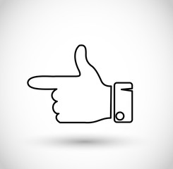 Thin line finger pointing vector