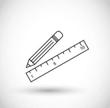 Thin line pencil and ruler icon vector