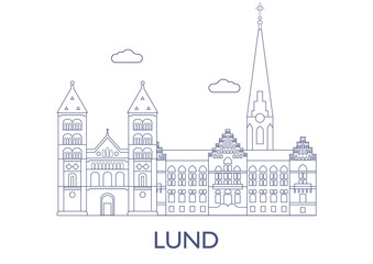 Fototapeta na wymiar Lund, The most famous buildings of the city