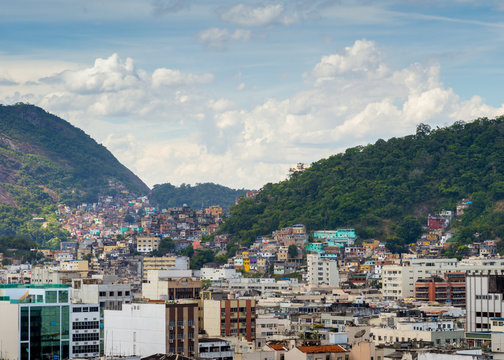 Rio de Janeiro, Brazil cityscape with sprawling favelas
