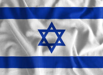 Israel flag painting on high detail of wave cotton fabrics .