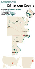 Large and detailed map of Crittenden County in Arkansas