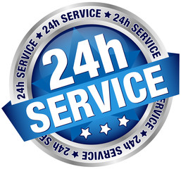 Button Banner "24h Service" blau/silber