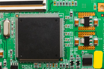Laptop motherboard microcircuit top view