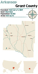 Large and detailed map of Grant County in Arkansas