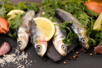 raw fish with ingredients