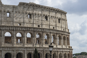 Fototapeta premium Detail of Colosseum. World famous landmark in Rome. Italy. June