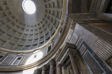 Dome of the Pantheon. Inside view. Pantheon was built as a templ