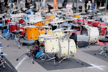 Drum installations of participants. Baltic Drum Summit 2017. Riga, Latvia.