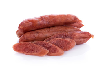 Chinese sausage on white background