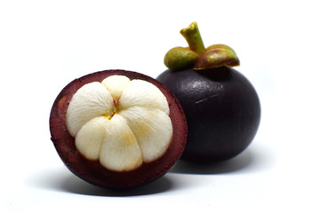 Mangosteen on  white background.