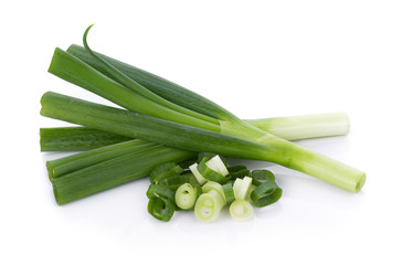 Green Japanese Bunching Onion on white background