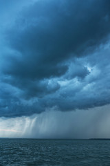 Big powerful storm clouds over tke Lake Balaton of Hungary