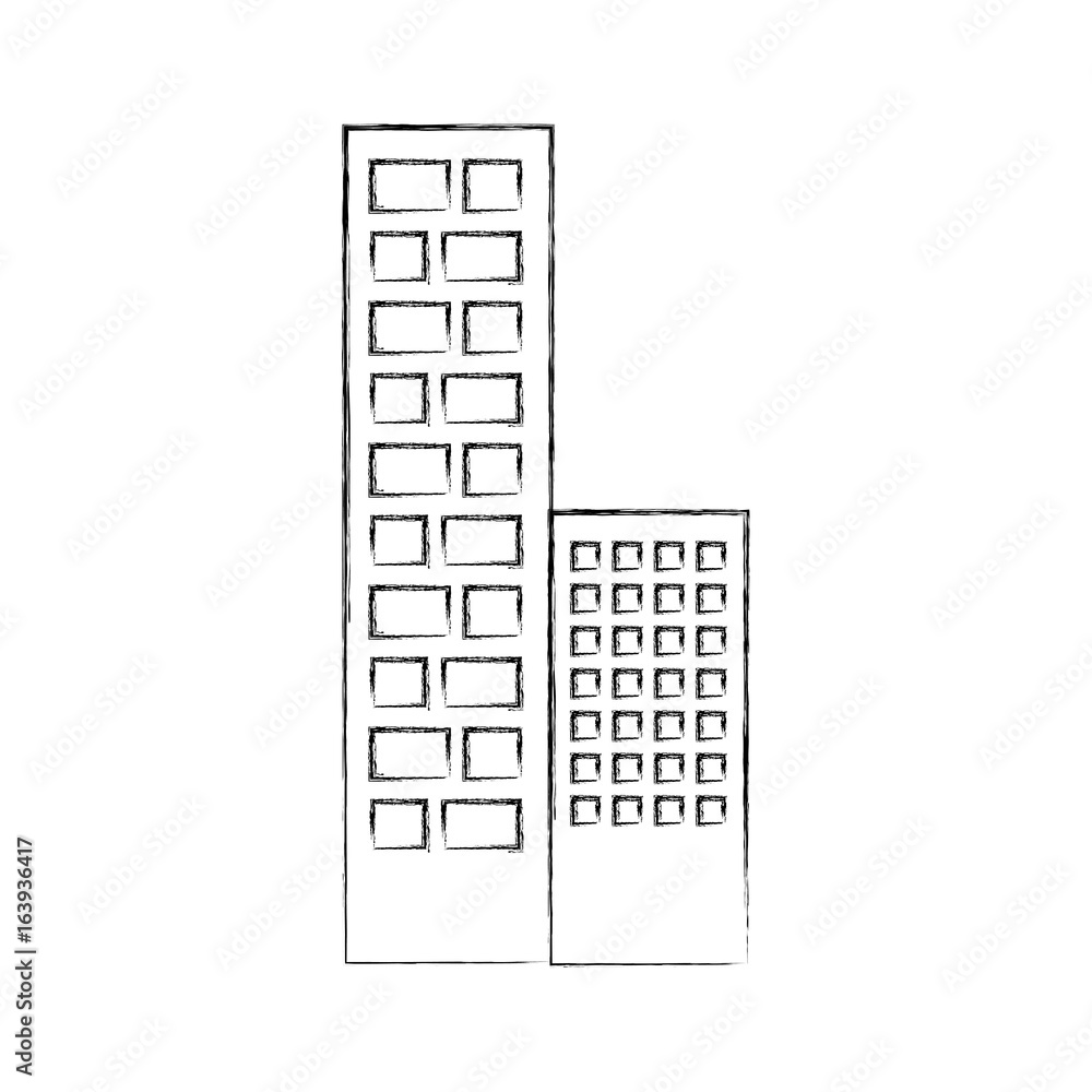 Poster buildings cityscape scene icon vector illustration design