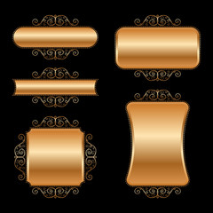 Set of golden vintage frames. Vector Illustration