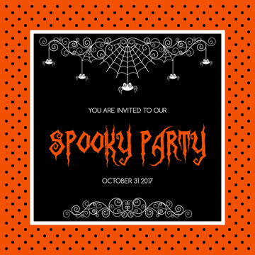 Halloween poster, flyer or invitation design template. Vector Illustration