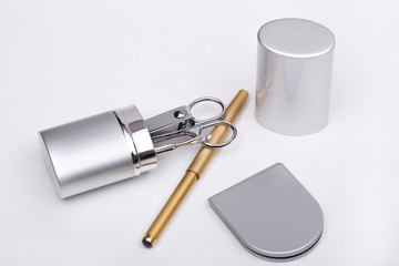 Cosmetic set on the white background