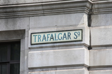 Trafalgar Square Street Sign in London
