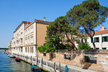 Beautiful view of water street and old buildings in Venice, ITALY
