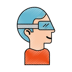 Man with virtual reality glasses vector illustration design