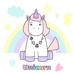 Cute vector girl unicorn