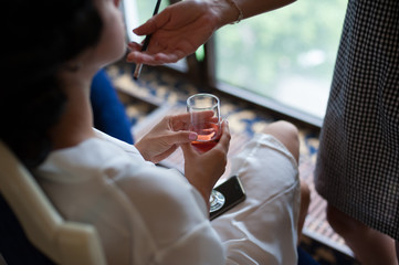 Bride in the dressing gown. beautiful bride in a morning