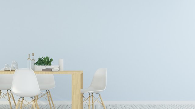 Interior minimal restaurant 3d rendering and wall decoration 