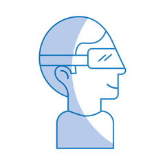Man with virtual reality glasses vector illustration design