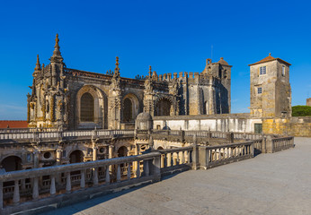 Fototapeta na wymiar Knights of the Templar (Convents of Christ) castle - Tomar Portugal