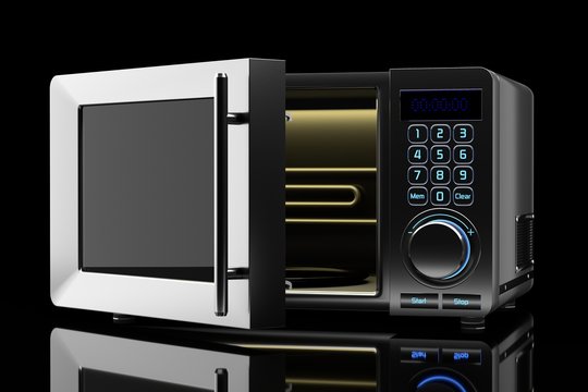 microwave oven on a black background