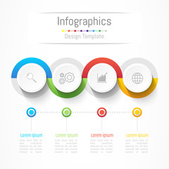 Infographic design elements for your business with 4 options, parts, steps or processes, Vector Illustration.