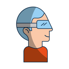 Man with virtual reality glasses vector illustration design
